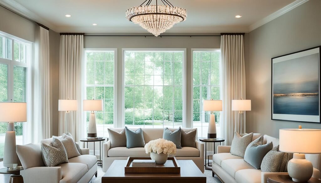 transitional living room lighting